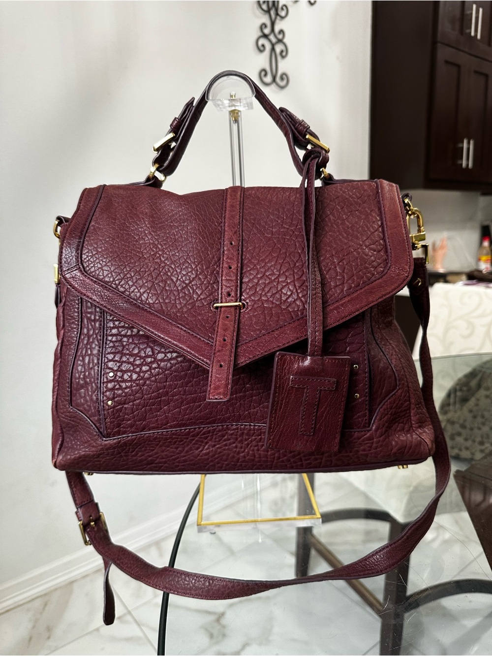 Tory Burch 797 medium satchel in plum